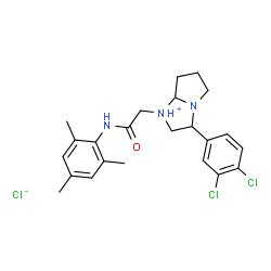 ChemSpider 2D Image | 3-(3,4-Dichlorophenyl)-1-[2-(mesitylamino)-2-oxoethyl]hexahydro-1H-pyrrolo[1,2-a]imidazol-1-ium chloride | C23H28Cl3N3O