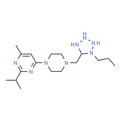 ChemSpider 2D Image | 2-Isopropyl-4-methyl-6-{4-[(1-propyl-5-tetrazolidinyl)methyl]-1-piperazinyl}pyrimidine | C17H32N8