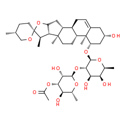 ChemSpider 2D Image | (1alpha,3alpha,8alpha,9beta,10alpha,13alpha,14beta,17beta,20R,22S,25R)-3-Hydroxyspirost-5-en-1-yl 2-O-(3-O-acetyl-6-deoxy-alpha-D-mannopyranosyl)-6-deoxy-beta-L-galactopyranoside | C41H64O13