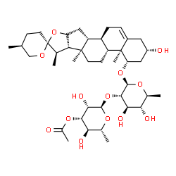 ChemSpider 2D Image | (1alpha,3alpha,8alpha,9beta,10alpha,13alpha,14beta,17beta,20R,22S,25S)-3-Hydroxyspirost-5-en-1-yl 2-O-(3-O-acetyl-6-deoxy-alpha-D-mannopyranosyl)-6-deoxy-beta-L-glucopyranoside | C41H64O13