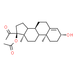 ChemSpider 2D Image | (3alpha,8alpha,9xi,10alpha,13alpha,14xi,17alpha)-3-Hydroxy-20-oxopregn-4-en-17-yl acetate | C23H34O4