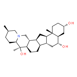 ChemSpider 2D Image | (3beta,6beta,8alpha,9beta,10alpha,12beta,13alpha,14beta,17beta,20beta,22beta,25alpha)-Cevane-3,6,20-triol | C27H45NO3
