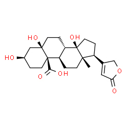 ChemSpider 2D Image | (3alpha,5alpha,8alpha,9beta,10alpha,13alpha,14alpha,17alpha)-3,5,14,19-Tetrahydroxy-19-oxocard-20(22)-enolide | C23H32O7