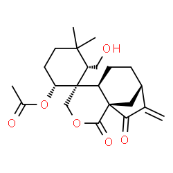 ChemSpider 2D Image | (1R,1'R,2R,6S,6'R,9'S)-6-(Hydroxymethyl)-5,5-dimethyl-10'-methylene-2',11'-dioxo-3'-oxaspiro[cyclohexane-1,5'-tricyclo[7.2.1.0~1,6~]dodecan]-2-yl acetate | C22H30O6