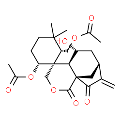 ChemSpider 2D Image | [(1S,1'R,2S,6R,6'R,7'R,9'R)-6-Acetoxy-7'-hydroxy-3,3-dimethyl-10'-methylene-2',11'-dioxo-3'-oxaspiro[cyclohexane-1,5'-tricyclo[7.2.1.0~1,6~]dodecan]-2-yl]methyl acetate | C24H32O8