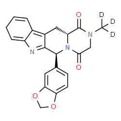 ChemSpider 2D Image | (6S,12aR)-6-(1,3-Benzodioxol-5-yl)-2-(~2~H_3_)methyl-2,3,6,9,12,12a-hexahydropyrazino[1',2':1,6]pyrido[3,4-b]indole-1,4-dione | C22H16D3N3O4