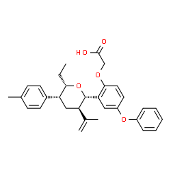 ChemSpider 2D Image | {2-[(2S,3R,5R,6S)-6-Ethyl-3-isopropenyl-5-(4-methylphenyl)tetrahydro-2H-pyran-2-yl]-4-phenoxyphenoxy}acetic acid | C31H34O5