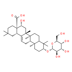 ChemSpider 2D Image | (3alpha,5xi,8alpha,9beta,10alpha,14beta,16alpha,17alpha)-3-(alpha-L-Altropyranosyloxy)-16-hydroxyolean-12-en-28-oic acid | C36H58O9