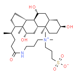 ChemSpider 2D Image | 3-[Dimethyl(3-{[(3beta,5beta,7alpha,8alpha,9beta,10alpha,12alpha,13alpha,14beta,17alpha)-3,7,12-trihydroxy-24-oxocholan-24-yl]amino}propyl)ammonio]-1-propanesulfonate | C32H58N2O7S