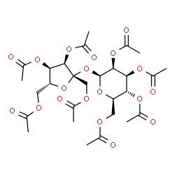 ChemSpider 2D Image | 1,3,4,6-Tetra-O-acetyl-beta-D-psicofuranosyl 2,3,4,6-tetra-O-acetyl-beta-D-mannopyranoside | C28H38O19