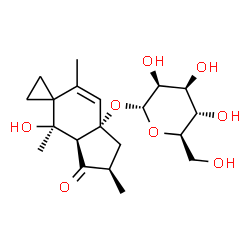 ChemSpider 2D Image | (2'R,3a'S,4'R,7a'S)-4'-Hydroxy-2',4',6'-trimethyl-3'-oxo-2',3',3a',4'-tetrahydrospiro[cyclopropane-1,5'-inden]-7a'(1'H)-yl alpha-D-mannopyranoside | C20H30O8