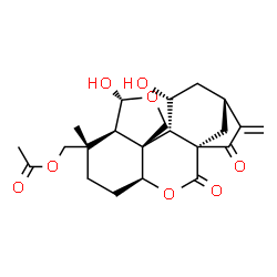 ChemSpider 2D Image | [(1S,4S,7S,8R,9R,12S,13S,14R,16R)-9,14-Dihydroxy-7-methyl-17-methylene-2,18-dioxo-3,10-dioxapentacyclo[14.2.1.0~1,13~.0~4,12~.0~8,12~]nonadec-7-yl]methyl acetate | C22H28O8
