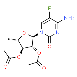 ChemSpider 2D Image | 4-Amino-1-(2,3-di-O-acetyl-5-deoxy-alpha-L-arabinofuranosyl)-5-fluoro-2(1H)-pyrimidinone | C13H16FN3O6