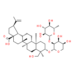 ChemSpider 2D Image | (3beta,5beta,13alpha,17alpha)-3-{[2-O-(6-Deoxy-beta-L-glucopyranosyl)-beta-L-ribopyranosyl]oxy}-23-hydroxylup-20(29)-en-28-oic acid | C41H66O12
