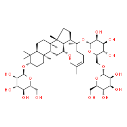 ChemSpider 2D Image | (3beta,5beta,12beta,13alpha,17alpha)-12-Hydroxy-20-{[6-O-(alpha-D-mannopyranosyl)-alpha-D-mannopyranosyl]oxy}dammar-24-en-3-yl alpha-D-mannopyranoside | C48H82O18