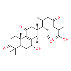 ChemSpider 2D Image | (5xi,7alpha,17alpha)-7-Hydroxy-3,11,15,23-tetraoxolanost-8-en-26-oic acid | C30H42O7