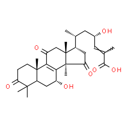 ChemSpider 2D Image | (5xi,7alpha,17alpha,23S,24E)-7,23-Dihydroxy-3,11,15-trioxolanosta-8,24-dien-26-oic acid | C30H42O7