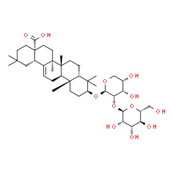 ChemSpider 2D Image | (3beta,5beta,17alpha)-3-{[2-O-(alpha-D-Mannopyranosyl)-beta-L-ribopyranosyl]oxy}olean-12-en-28-oic acid | C41H66O12