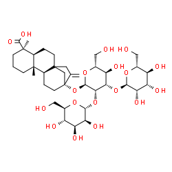 ChemSpider 2D Image | (5beta,9beta,10alpha)-13-{[alpha-D-Mannopyranosyl-(1->2)-[alpha-D-mannopyranosyl-(1->3)]-alpha-D-mannopyranosyl]oxy}kaur-16-en-18-oic acid | C38H60O18