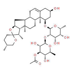 ChemSpider 2D Image | (1beta,3beta,9beta,10alpha,13alpha,17beta,22S,25R)-3-Hydroxyspirost-5-en-1-yl 2-O-(3-O-acetyl-6-deoxy-beta-L-glucopyranosyl)-6-deoxy-alpha-D-talopyranoside | C41H64O13