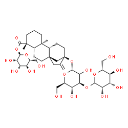 ChemSpider 2D Image | 1-O-[(5beta,9beta,10alpha)-13-{[(2xi)-3-O-(D-Mannopyranosyl)-alpha-D-arabino-hexopyranosyl]oxy}-18-oxokaur-16-en-18-yl]-alpha-D-mannopyranose | C38H60O18