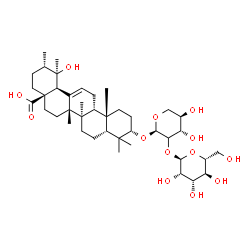 ChemSpider 2D Image | (3beta,10alpha,17alpha,20beta)-19-Hydroxy-3-{[(2xi)-2-O-(alpha-D-mannopyranosyl)-alpha-D-threo-pentopyranosyl]oxy}urs-12-en-28-oic acid | C41H66O13