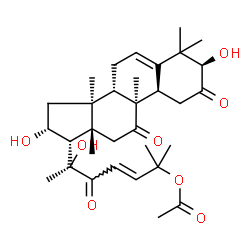 ChemSpider 2D Image | (1R,4R,9alpha,16alpha,17alpha,23E)-1,16,20-Trihydroxy-9,10,14-trimethyl-2,11,22-trioxo-4,9-cyclo-9,10-secocholesta-5,23-dien-25-yl acetate | C32H46O8