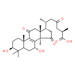 ChemSpider 2D Image | (3beta,5xi,7alpha,17alpha,25R)-3,7-Dihydroxy-11,15,23-trioxolanost-8-en-26-oic acid | C30H44O7