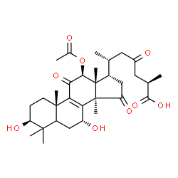 ChemSpider 2D Image | (3beta,5xi,7alpha,12beta,17alpha,25R)-12-Acetoxy-3,7-dihydroxy-11,15,23-trioxolanost-8-en-26-oic acid | C32H46O9