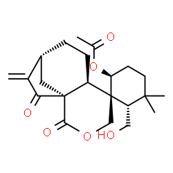 ChemSpider 2D Image | (1S,1'R,2S,6S,6'S,9'R)-6-(Hydroxymethyl)-5,5-dimethyl-10'-methylene-2',11'-dioxo-3'-oxaspiro[cyclohexane-1,5'-tricyclo[7.2.1.0~1,6~]dodecan]-2-yl acetate | C22H30O6
