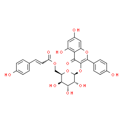 ChemSpider 2D Image | 5,7-Dihydroxy-2-(4-hydroxyphenyl)-4-oxo-4H-chromen-3-yl 6-O-[(2E)-3-(4-hydroxyphenyl)-2-propenoyl]-beta-D-gulopyranoside | C30H26O13