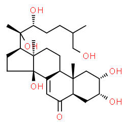 ChemSpider 2D Image | (2beta,3beta,5beta,9beta,10alpha,17alpha,22R)-2,3,14,20,22,26-Hexahydroxycholest-7-en-6-one | C27H44O7