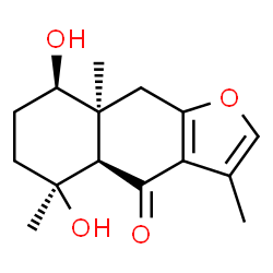 ChemSpider 2D Image | (4aR,5S,8R,8aS)-5,8-Dihydroxy-3,5,8a-trimethyl-5,6,7,8,8a,9-hexahydronaphtho[2,3-b]furan-4(4aH)-one | C15H20O4