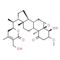 ChemSpider 2D Image | (4beta,5beta,6alpha,9beta,10alpha,17alpha,22S)-4,27-Dihydroxy-3-methoxy-5,6:22,26-diepoxyergost-24-ene-1,26-dione | C29H42O7