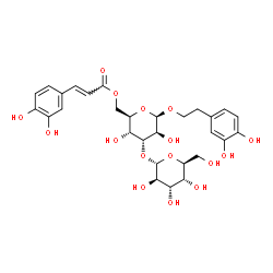 ChemSpider 2D Image | 2-(3,4-Dihydroxyphenyl)ethyl 3-O-alpha-L-altropyranosyl-6-O-[(2E)-3-(3,4-dihydroxyphenyl)-2-propenoyl]-beta-D-altropyranoside | C29H36O16