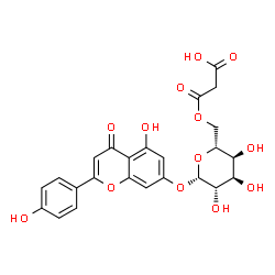 ChemSpider 2D Image | 5-Hydroxy-2-(4-hydroxyphenyl)-4-oxo-4H-chromen-7-yl 6-O-(carboxyacetyl)-beta-D-altropyranoside | C24H22O13