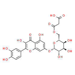 ChemSpider 2D Image | 2-(3,4-Dihydroxyphenyl)-3,5-dihydroxy-4-oxo-4H-chromen-7-yl 6-O-(carboxyacetyl)-beta-D-altropyranoside | C24H22O15