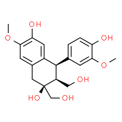 ChemSpider 2D Image | (2S,3S,4R)-4-(4-Hydroxy-3-methoxyphenyl)-2,3-bis(hydroxymethyl)-7-methoxy-1,2,3,4-tetrahydro-2,6-naphthalenediol | C20H24O7