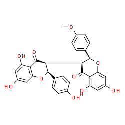 ChemSpider 2D Image | (2S,2'R,3S,3'S)-5,5',7,7'-Tetrahydroxy-2-(4-hydroxyphenyl)-2'-(4-methoxyphenyl)-2,2',3,3'-tetrahydro-4H,4'H-3,3'-bichromene-4,4'-dione | C31H24O10