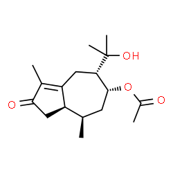 ChemSpider 2D Image | (5S,6R,8R,8aR)-5-(2-Hydroxy-2-propanyl)-3,8-dimethyl-2-oxo-1,2,4,5,6,7,8,8a-octahydro-6-azulenyl acetate | C17H26O4