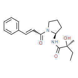 ChemSpider 2D Image | (2S)-2-Hydroxy-2-methyl-N-{(2S)-1-[(2E)-3-phenyl-2-propenoyl]-2-pyrrolidinyl}butanamide | C18H24N2O3