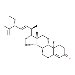 ChemSpider 2D Image | (8alpha,13alpha,22E)-Stigmasta-4,22,25-trien-3-one | C29H44O