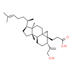 ChemSpider 2D Image | 3-[(1S,3aS,3bS,6R,6aR,7aS,9aR)-6-(3-Hydroxy-1-propen-2-yl)-3a,9a-dimethyl-1-[(2R)-6-methyl-5-hepten-2-yl]decahydro-1H-cyclopenta[a]cyclopropa[e]naphthalen-6a(7H)-yl]propanoic acid | C30H48O3