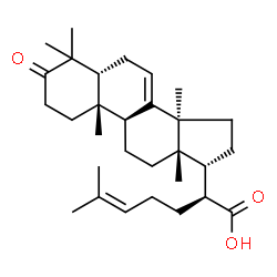 ChemSpider 2D Image | (9beta,10alpha,13alpha,14beta,20S)-3-Oxolanosta-7,24-dien-21-oic acid | C30H46O3