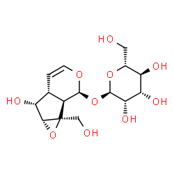 ChemSpider 2D Image | (1aS,1bR,2S,5aR,6R,6aR)-6-Hydroxy-1a-(hydroxymethyl)-1a,1b,2,5a,6,6a-hexahydrooxireno[4,5]cyclopenta[1,2-c]pyran-2-yl alpha-D-mannopyranoside | C15H22O10
