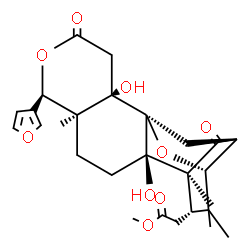 ChemSpider 2D Image | Methyl [(1S,2R,5S,6R,10S,11R,13S,14R,16S)-6-(3-furyl)-2,10-dihydroxy-1,5,15,15-tetramethyl-8,17-dioxo-7,18-dioxapentacyclo[11.3.1.1~11,14~.0~2,11~.0~5,10~]octadec-16-yl]acetate | C27H34O9