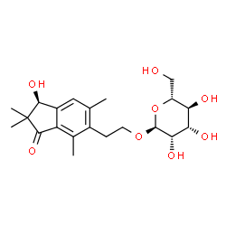 ChemSpider 2D Image | 2-[(1S)-1-Hydroxy-2,2,4,6-tetramethyl-3-oxo-2,3-dihydro-1H-inden-5-yl]ethyl alpha-D-mannopyranoside | C21H30O8