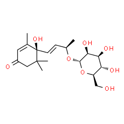 ChemSpider 2D Image | (2R,3E)-4-[(1S)-1-Hydroxy-2,6,6-trimethyl-4-oxo-2-cyclohexen-1-yl]-3-buten-2-yl alpha-D-mannopyranoside | C19H30O8
