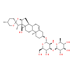 ChemSpider 2D Image | (3beta,9beta,10alpha,13alpha,17beta,22S,25R)-17-Hydroxyspirost-5-en-3-yl 3-O-(6-deoxy-beta-L-glucopyranosyl)-alpha-D-mannopyranoside | C39H62O13