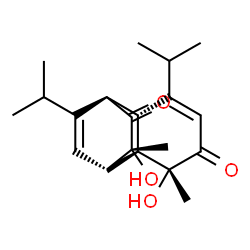 ChemSpider 2D Image | (1S,2R,3R,7R,8R,10R)-3,10-Dihydroxy-6,12-diisopropyl-3,10-dimethyltricyclo[6.2.2.0~2,7~]dodeca-5,11-diene-4,9-dione | C20H28O4